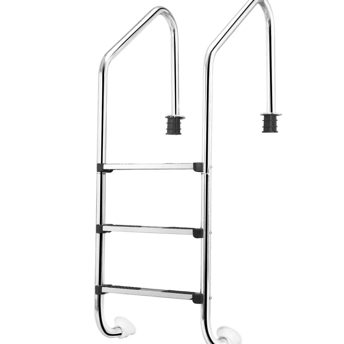 Edelstahl-Poolleiter 3-stufige Schwimmbadleiter mit rutschfesten Stufen 53 x 63 x 147 cm Silber