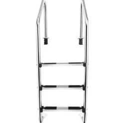 Edelstahl-Poolleiter 3-stufige Schwimmbadleiter mit rutschfesten Stufen 53 x 63 x 147 cm Silber