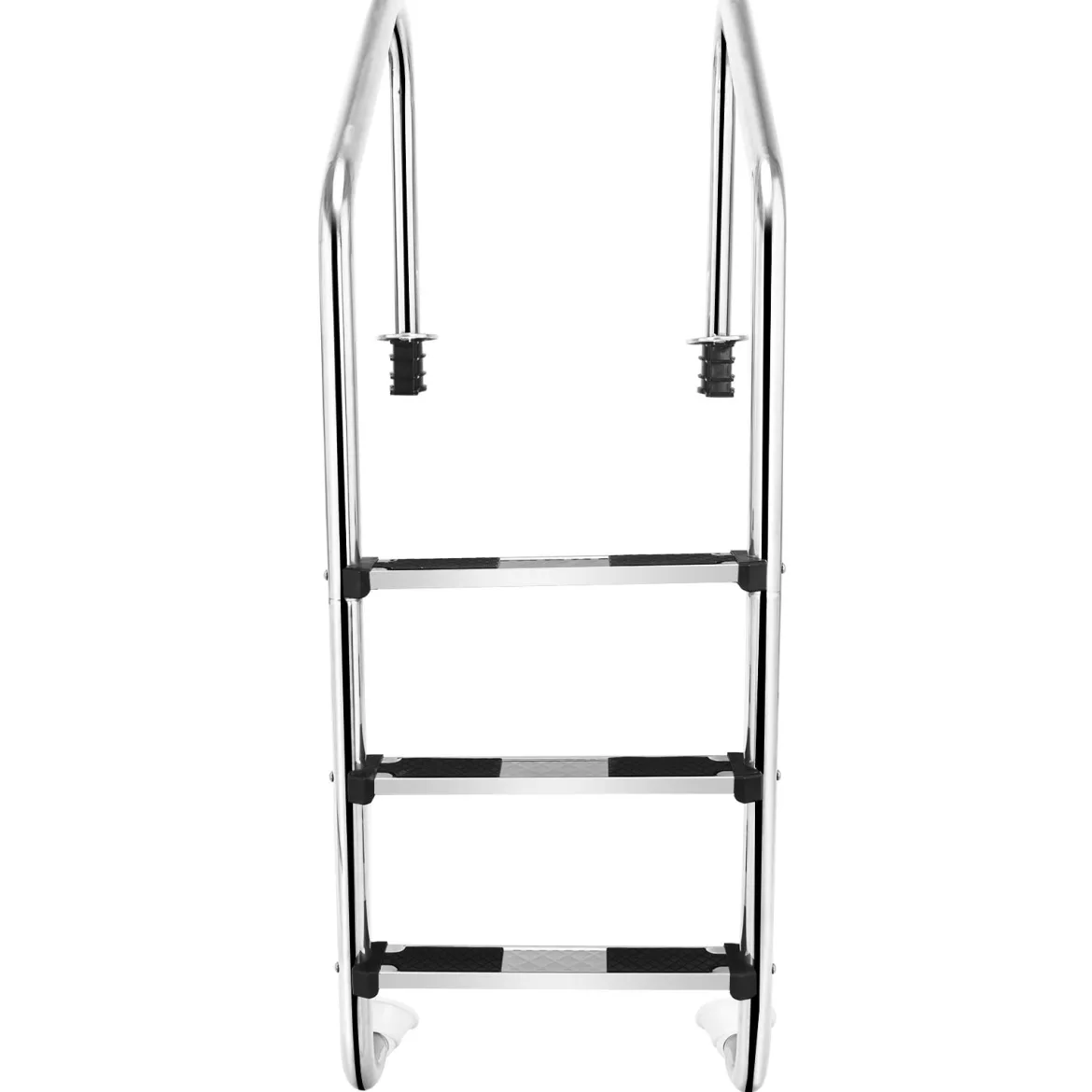 Edelstahl-Poolleiter 3-stufige Schwimmbadleiter mit rutschfesten Stufen 53 x 63 x 147 cm Silber