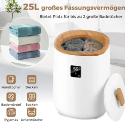 Eimer Handtuchwärmer für das Badezimmer 18 L großer Deckenwärmer mit LED-Anzeige Weiß