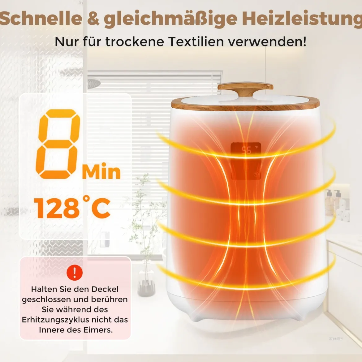 Eimer Handtuchwärmer für das Badezimmer 18 L großer Deckenwärmer mit LED-Anzeige Weiß