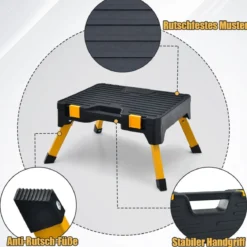 Ein-Schritt-Hocker Werkzeugkasten Klappbare Trittleiter mit Breitem Tritt 50 x 39,5 x 23,5 cm