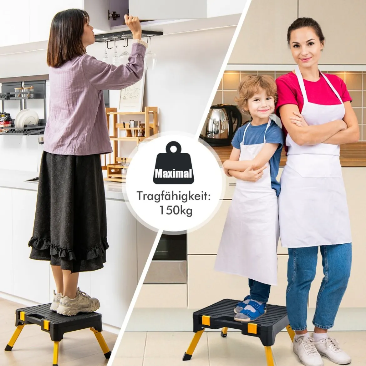 Ein-Schritt-Hocker Werkzeugkasten Klappbare Trittleiter mit Breitem Tritt 50 x 39,5 x 23,5 cm