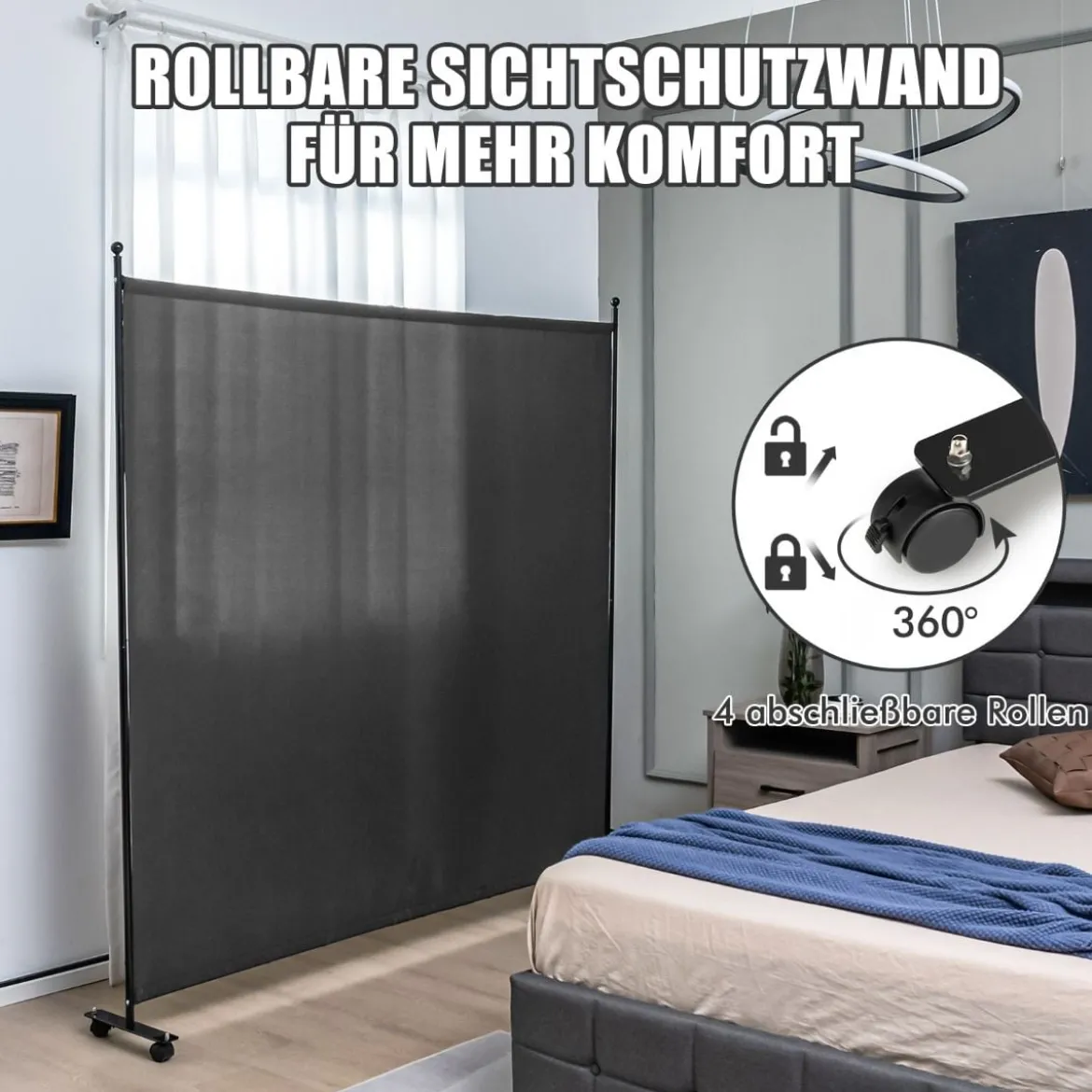 Einzelner Raumteiler mit einem Panel Breiter Sichtschutz 184 x 30 x 184 cm