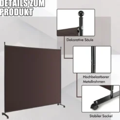 Einzelner Raumteiler mit einem Panel Breiter Sichtschutz 184 x 30 x 184 cm