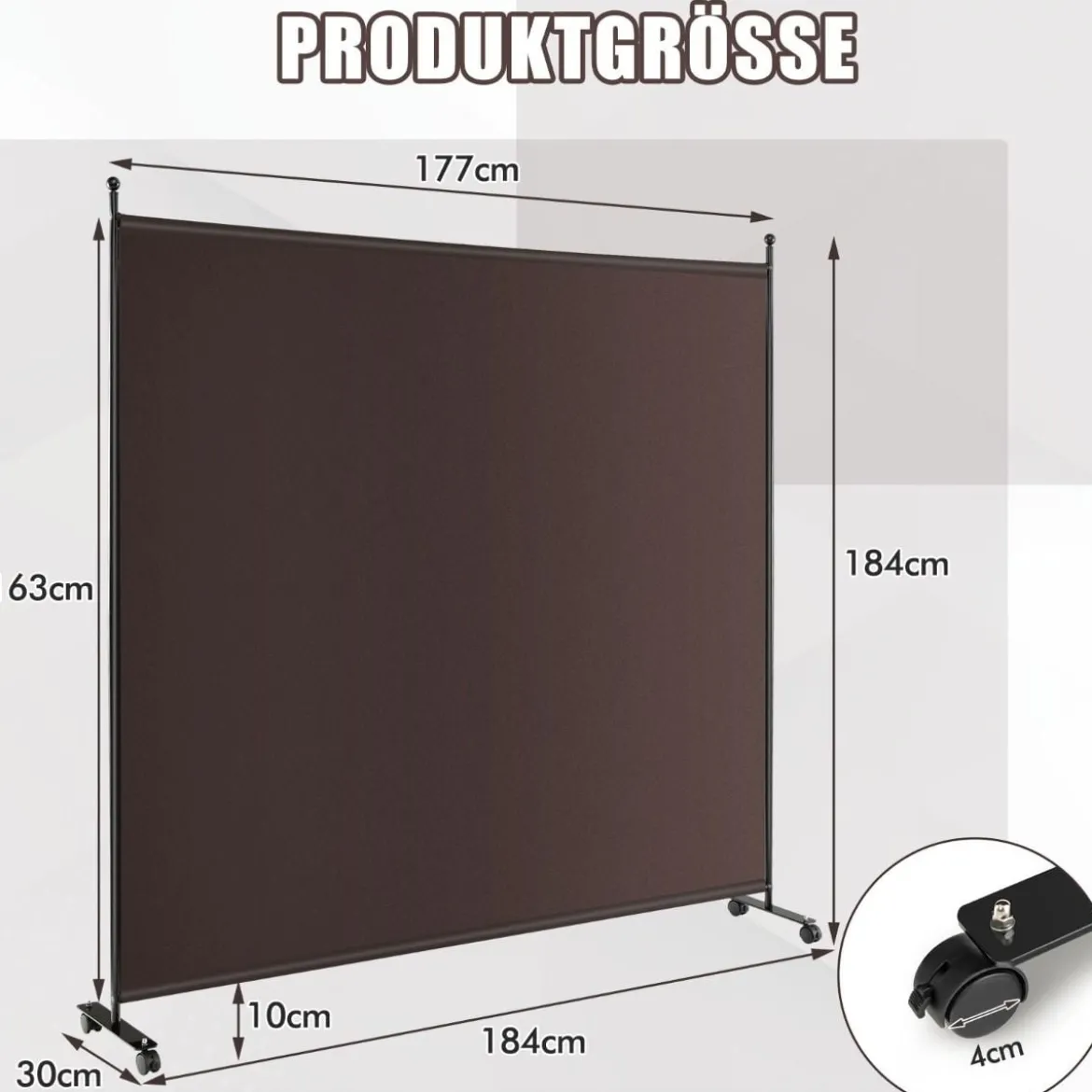 Einzelner Raumteiler mit einem Panel Breiter Sichtschutz 184 x 30 x 184 cm