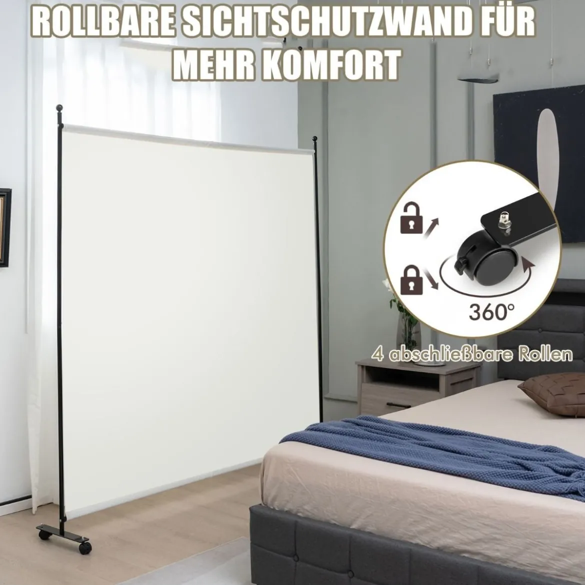 Einzelner Raumteiler mit einem Panel Breiter Sichtschutz 184 x 30 x 184 cm