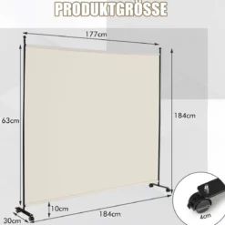 Einzelner Raumteiler mit einem Panel Breiter Sichtschutz 184 x 30 x 184 cm
