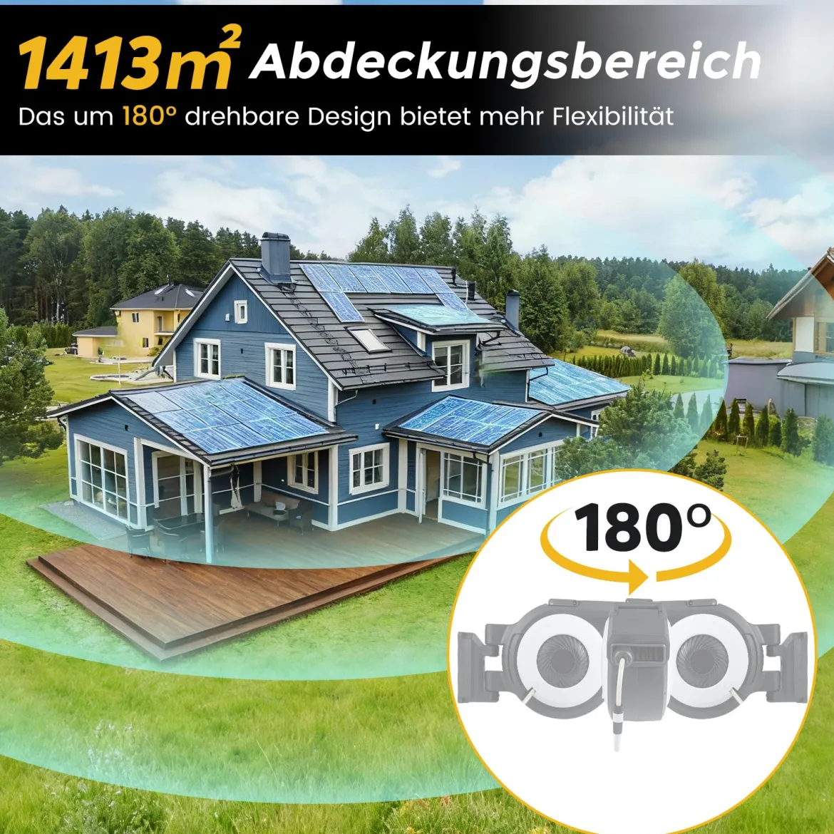 Einziehbare Gartenschlauchbox 30 m Wasserschlauch mit 2 m Zuleitungsschlauch Wandmontageset Schwarz