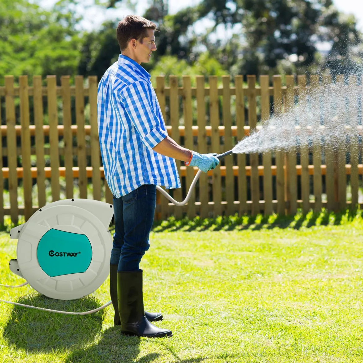 Einziehbare Gartenschlauchtrommel Schlauchtrommel für Wandmontage Hochleistungs-Wasserschlauchtrommel 19,5 m