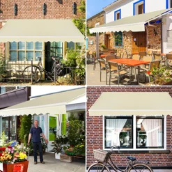 Einziehbare Markise Aluminium Terrassen Sonnenschutz Balkonmarkise Sonnenschutz 2,5 x 2 m Beige