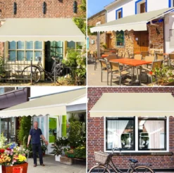 Einziehbare Markise Aluminium Terrassen Sonnenschutz mit Kurbelgriff 3,6 m × 3 m