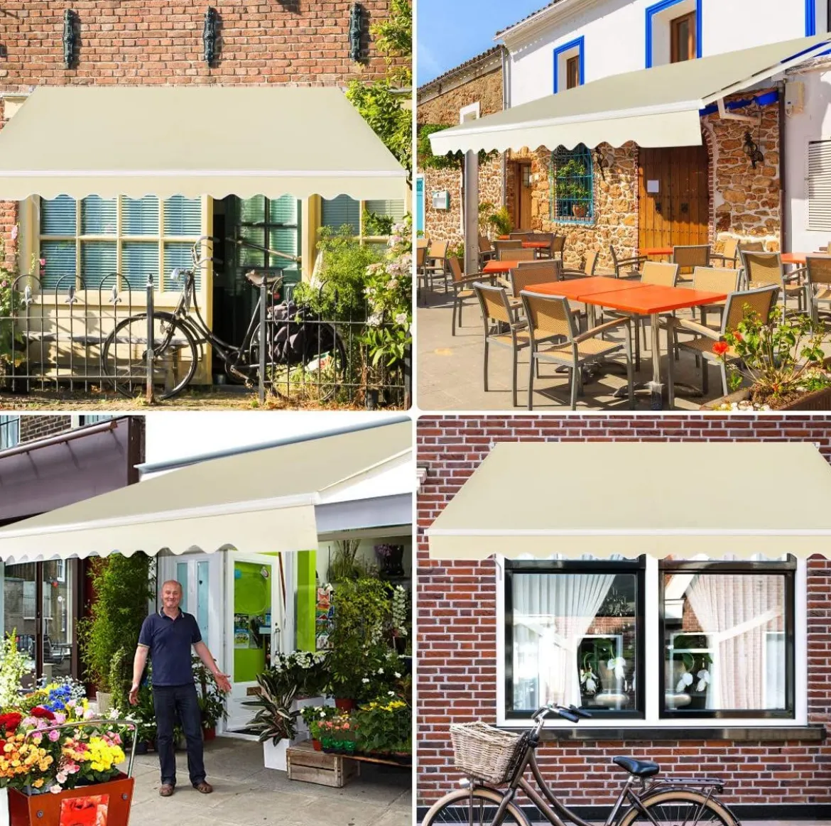 Einziehbare Markise Aluminium Terrassen Sonnenschutz mit Kurbelgriff 3,6 m × 3 m