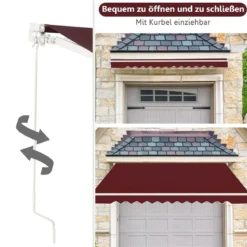 Einziehbare Markise Aluminium Terrassen Sonnenschutz mit Kurbelgriff 3,6 m × 3 m