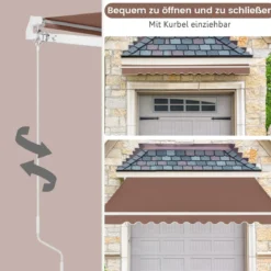 Einziehbare Markise Aluminium Terrassen Sonnenschutz mit Kurbelgriff 3,6 m × 3 m