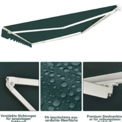 Einziehbare Markise Aluminium Terrassen Sonnenschutz mit Kurbelgriff 3,6 m × 3 m