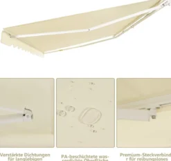 Einziehbare Markise Aluminium Terrassen Sonnenschutz mit Kurbelgriff 3,6 m × 3 m