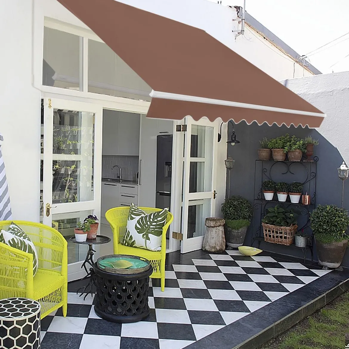 Einziehbare Markise Aluminium Terrassen Sonnenschutz mit Kurbelgriff 3,6 m × 3 m