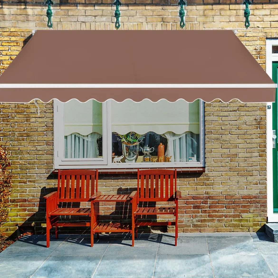 Einziehbare Markise Aluminium Terrassen Sonnenschutz mit Kurbelgriff 3,6 m × 3 m