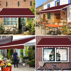 Einziehbare Markise Balkonmarkise Sonnenschutz Klemmmarkise für Balkon und Veranda 2,5 x 2 m Wein