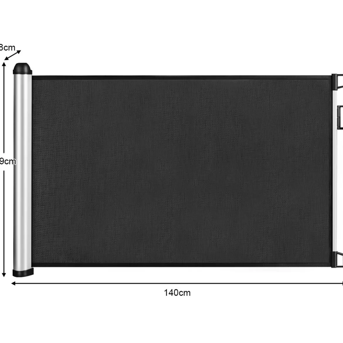 Einziehbares Schutzgitter für Babys und Haustiere Breites Sicherheitstor aus Maschengitter 140 x 8 x 89 cm Grau