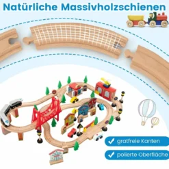 Eisenbahntisch aus Holz 80-teiliges Spielset mit Umkehrbarer & Abnehmbarer Tischplatte 82,5 x 60 x 40 cm Mehrfarbig