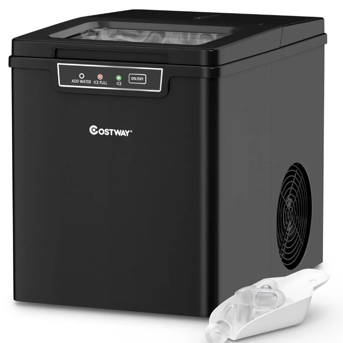 Eiswürfelmaschine Eiswürfelbereiter inkl. Eiswürfelschaufel 1,85 L Wassertank 35 x 25 x 29,5 cm Schwarz