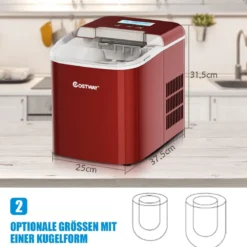 Eiswürfelmaschine Ice Maker Eismaschine Eiswürfelbereiter inkl. Eiswürfelschaufel Eiswürfel Rot