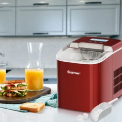 Eiswürfelmaschine Ice Maker Eismaschine Eiswürfelbereiter inkl. Eiswürfelschaufel Eiswürfel Rot