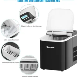 Eiswürfelmaschine Ice Maker Eismaschine Eiswürfelbereiter inkl. Eiswürfelschaufel Eiswürfel Schwarz