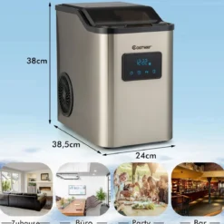 Eiswürfelmaschine 24kg pro Tag Crushed Ice Maker Eismaschine Eiswürfelbereiter inkl Schaufel Timer 2,5L Wassertank