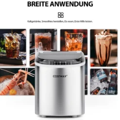 Eiswürfelmaschine 2,2 L Eiswürfelmaschine mit Kugelförmigen Eiswürfeln 24,5 x 35,5 x 32 cm Splitter
