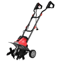 Elektrische Bodenfräse und Grubber Elektro Bodenhacke Bodenfräse Gartenfräse rot und schwarz