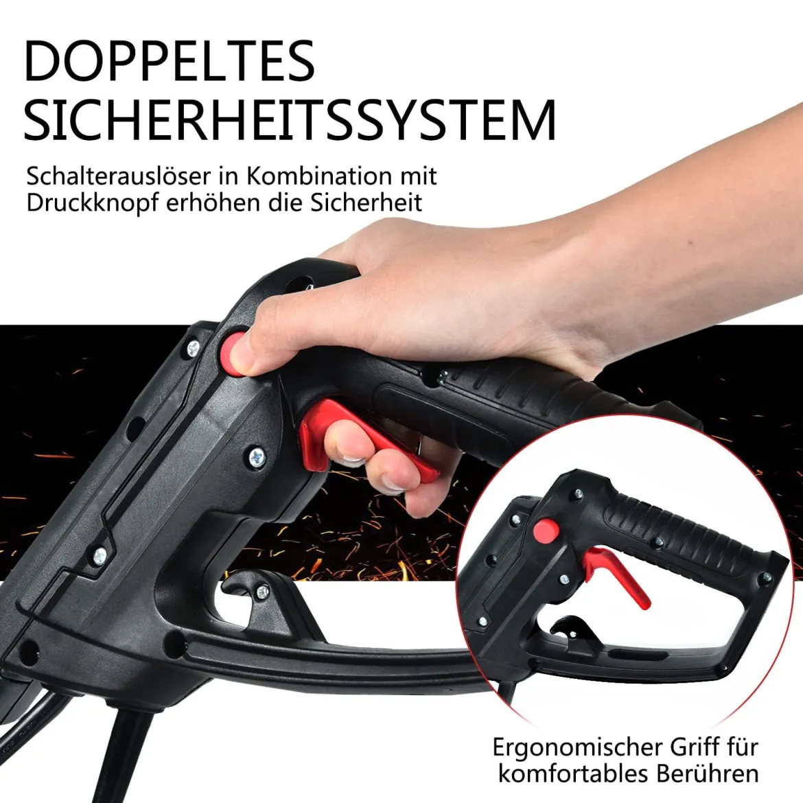 Elektrische Bodenfräse und Grubber Elektro Bodenhacke Bodenfräse Gartenfräse rot und schwarz