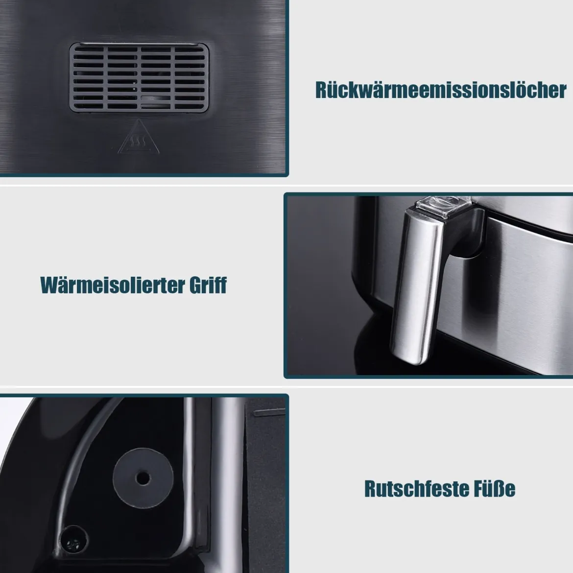 Elektrische 5L Heißluftfritteuse 1700W Fritteuse Airfryer Luftfritteuse mit 60min Timer Antihaft-Frittierkorb
