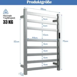 Elektrischer Handtuchwärmer mit 8 Stunden Timer & Überhitzungsschutz & Wasserdicht 50 x 11 x 70 cm