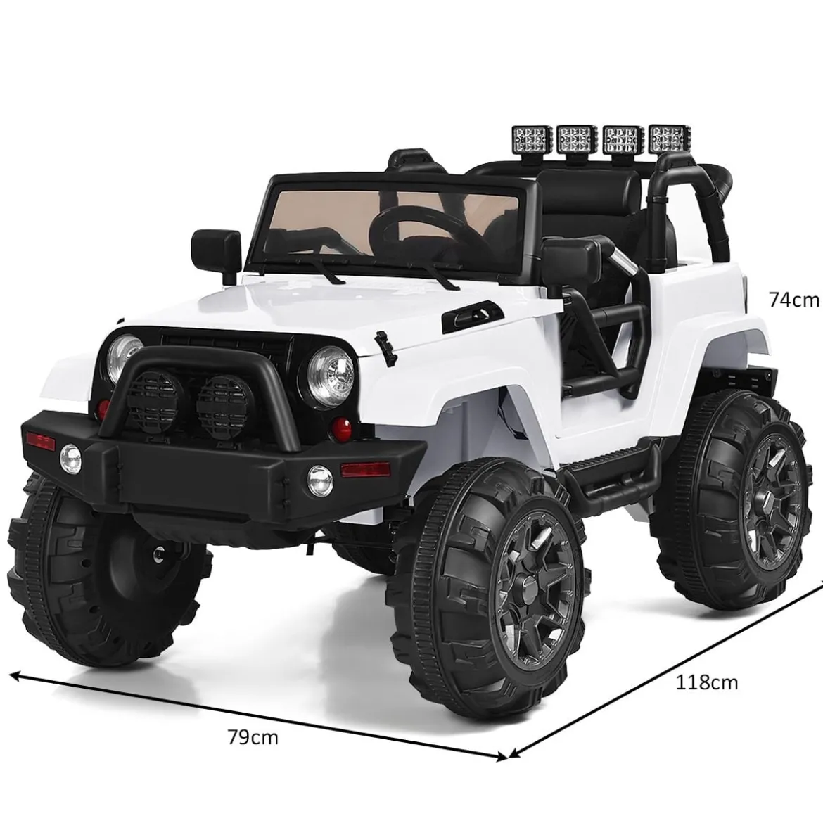 Elektrischer Jeep 12 V Kinderauto mit 2, 4 G-Fernbedienung Elektroauto mit Musik Weiß