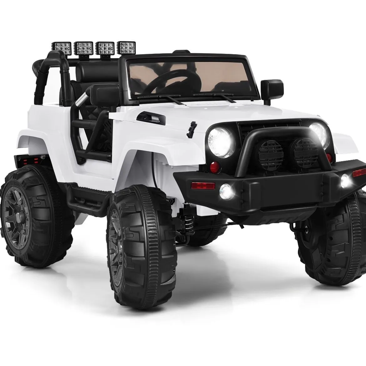 Elektrischer Jeep 12 V Kinderauto mit 2, 4 G-Fernbedienung Elektroauto mit Musik Weiß