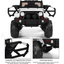 Elektrischer Jeep 12 V Kinderauto mit 2, 4 G-Fernbedienung Elektroauto mit Musik Weiß