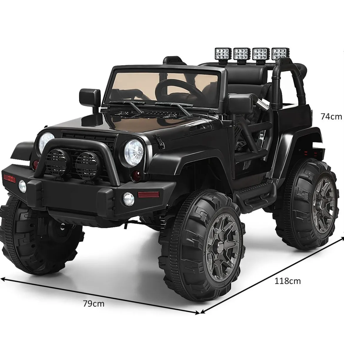 Elektrischer Jeep 12 V Kinderauto mit 2,4 G-Fernbedienung Elektroauto mit Musik Schwarz
