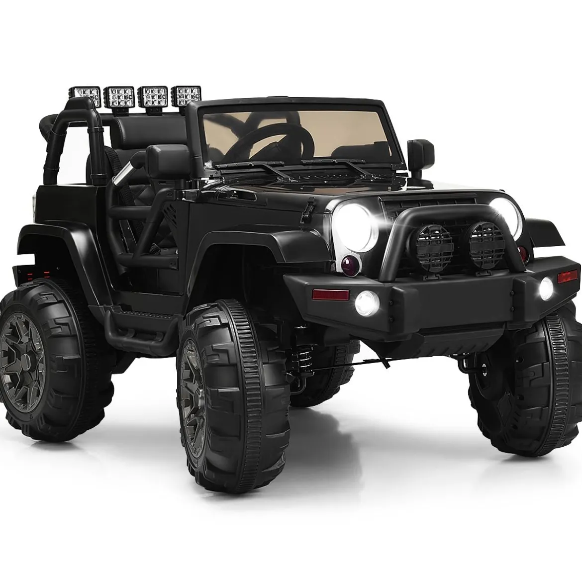 Elektrischer Jeep 12 V Kinderauto mit 2,4 G-Fernbedienung Elektroauto mit Musik Schwarz