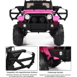 Elektrischer Jeep 12 V Kinderauto mit 2, 4 G-Fernbedienung Elektroauto mit Musik Rosa