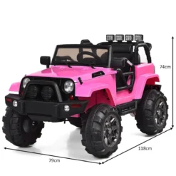 Elektrischer Jeep 12 V Kinderauto mit 2, 4 G-Fernbedienung Elektroauto mit Musik Rosa