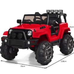 Elektrischer Jeep 12 V Kinderauto mit 2, 4 G-Fernbedienung Elektroauto mit Musik Rot