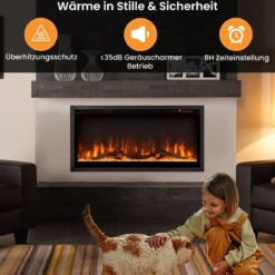 Elektrischer Kamin für Wandeinbau Wandmontage oder Freistehend 91,5 x 14 x 45 cm
