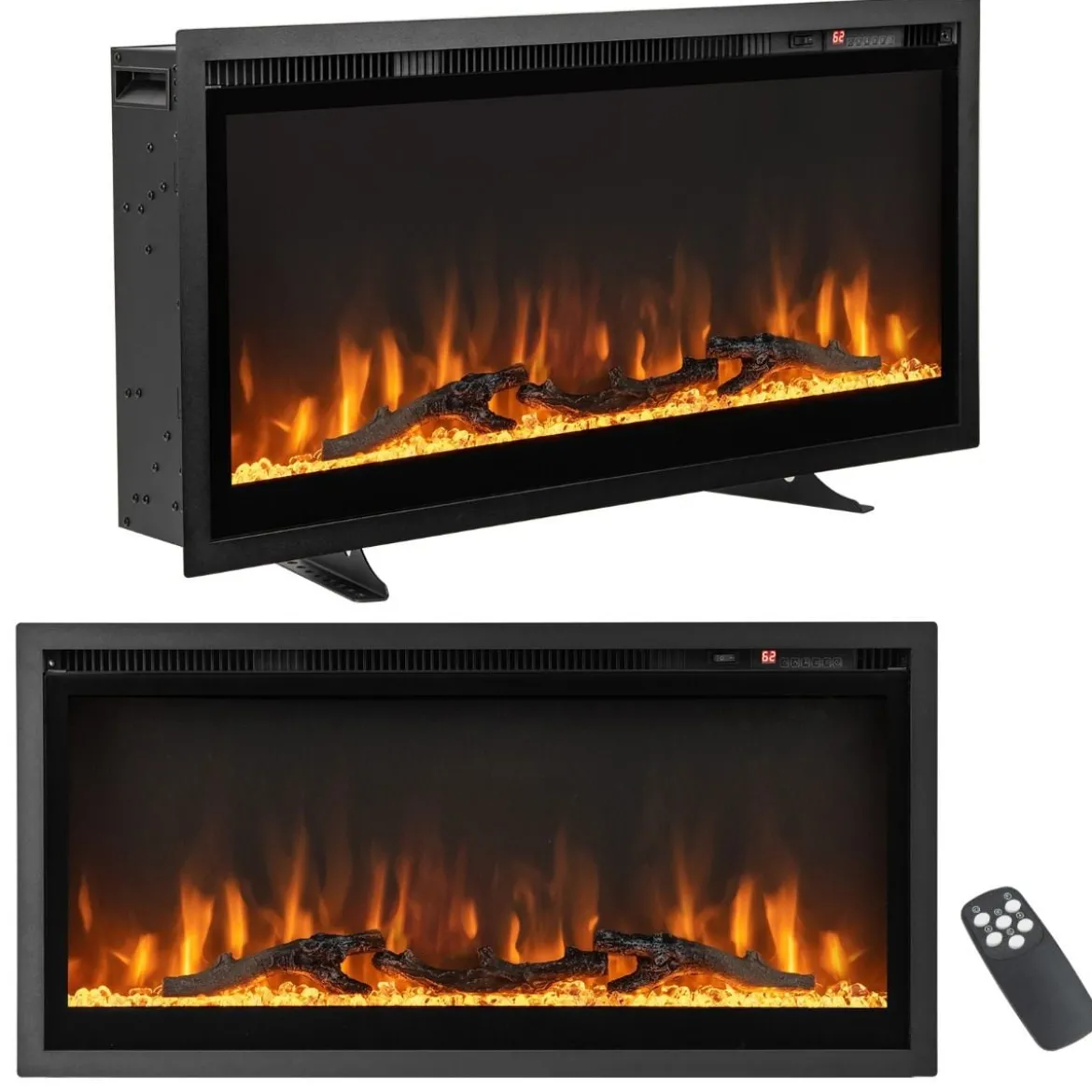Elektrischer Kamin für Wandeinbau Wandmontage oder Freistehend 91,5 x 14 x 45 cm