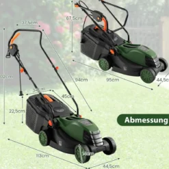 Elektrischer Rasenmäher mit Kabel & 10 Ampere Motor 115 x 40,5 x 88,5 cm