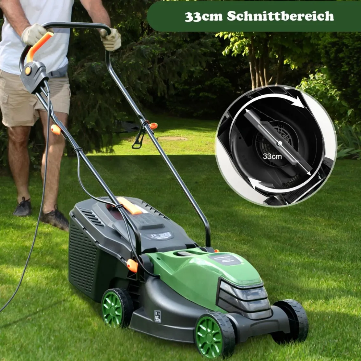 Elektrischer Rasenmäher mit Kabel & 10 Ampere Motor 115 x 40,5 x 88,5 cm