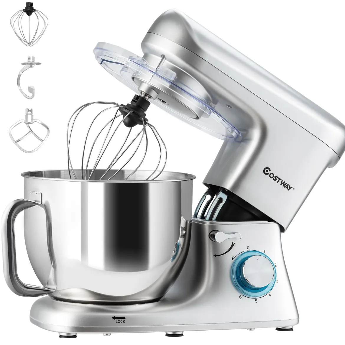 Elektrischer Standmixer mit kippbarem Kopf 1400W Kupfermotor 37 x 19 x 33 cm Silber