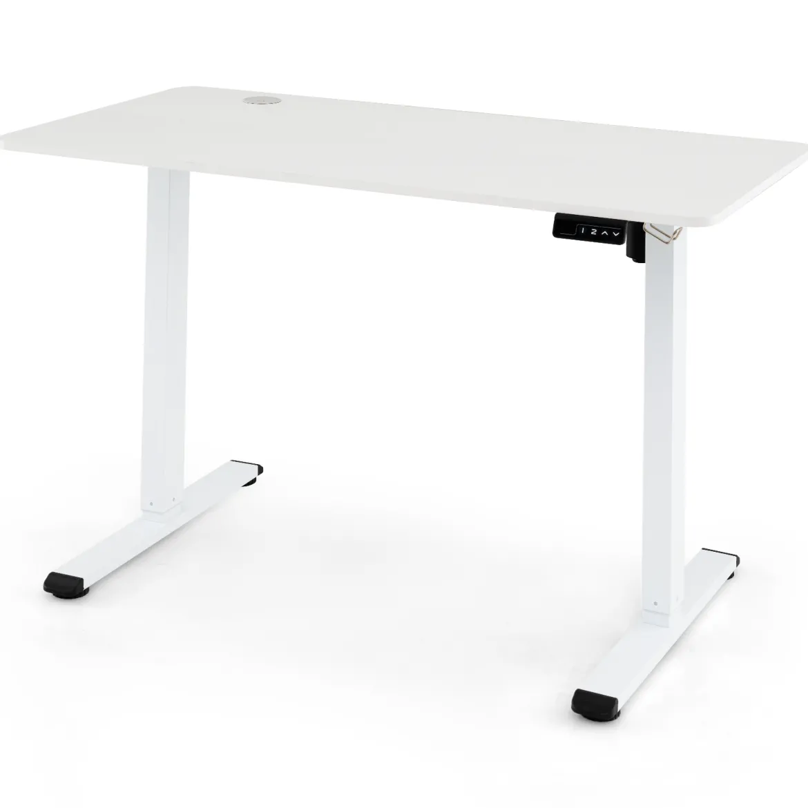 Elektrischer Stehschreibtisch höhenverstellbarer Schreibtisch mit Kopfhörerhaken ergonomischer Sitz-Steh-Schreibtisch Weiß